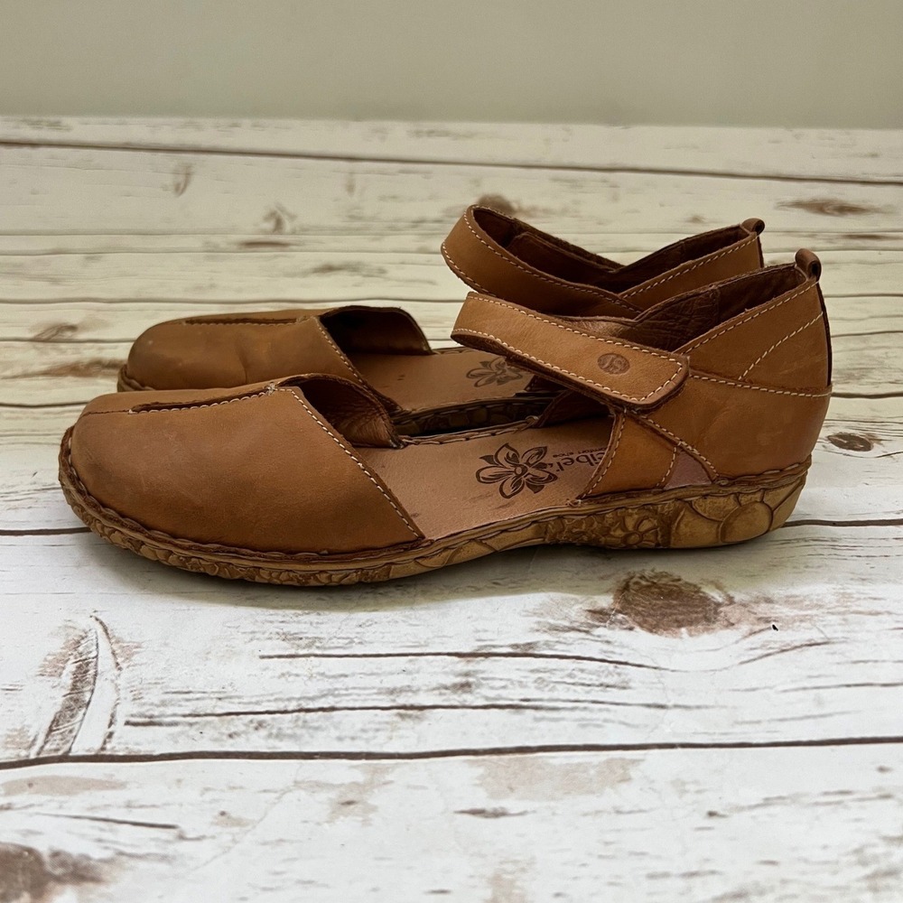 Josef Seibel Leather Mary Jane Flats Brown Comfort Walking Shoes Size 40 (sz9)